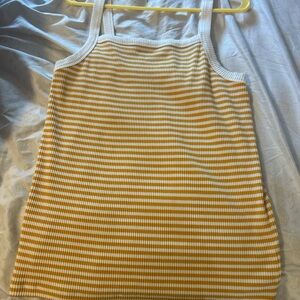 Old Navy Yellow and White Striped Tank Top